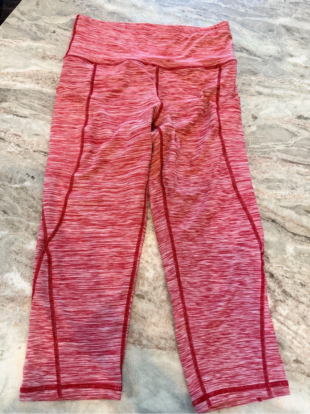 INK POD Pink Space Dye Cropped Leggings large Athletic Yoga Workout Pants